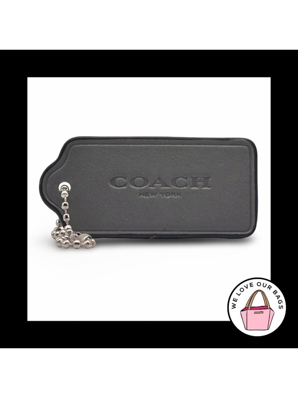 COACH HANG TAG 2.25" Bag Charm Keychain Fob New York Gray Grey Smooth Leather